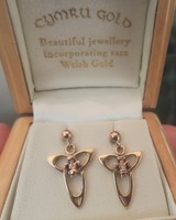 Welsh 9ct Gold Celtic Earrings - Welsh Feathers All Welsh Gold - Cymru Y Metel Welsh 9ct Gold Celtic Earrings - Welsh Feathers All Welsh Gold - Cymru Y Metel