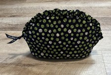 Vera Bradley Makeup Bag Pouch Travel Cosmetics Bag Quilted Navy Green Polka Dot