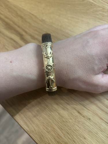 Men’s 14k Gold Leather Anchor Bracelet