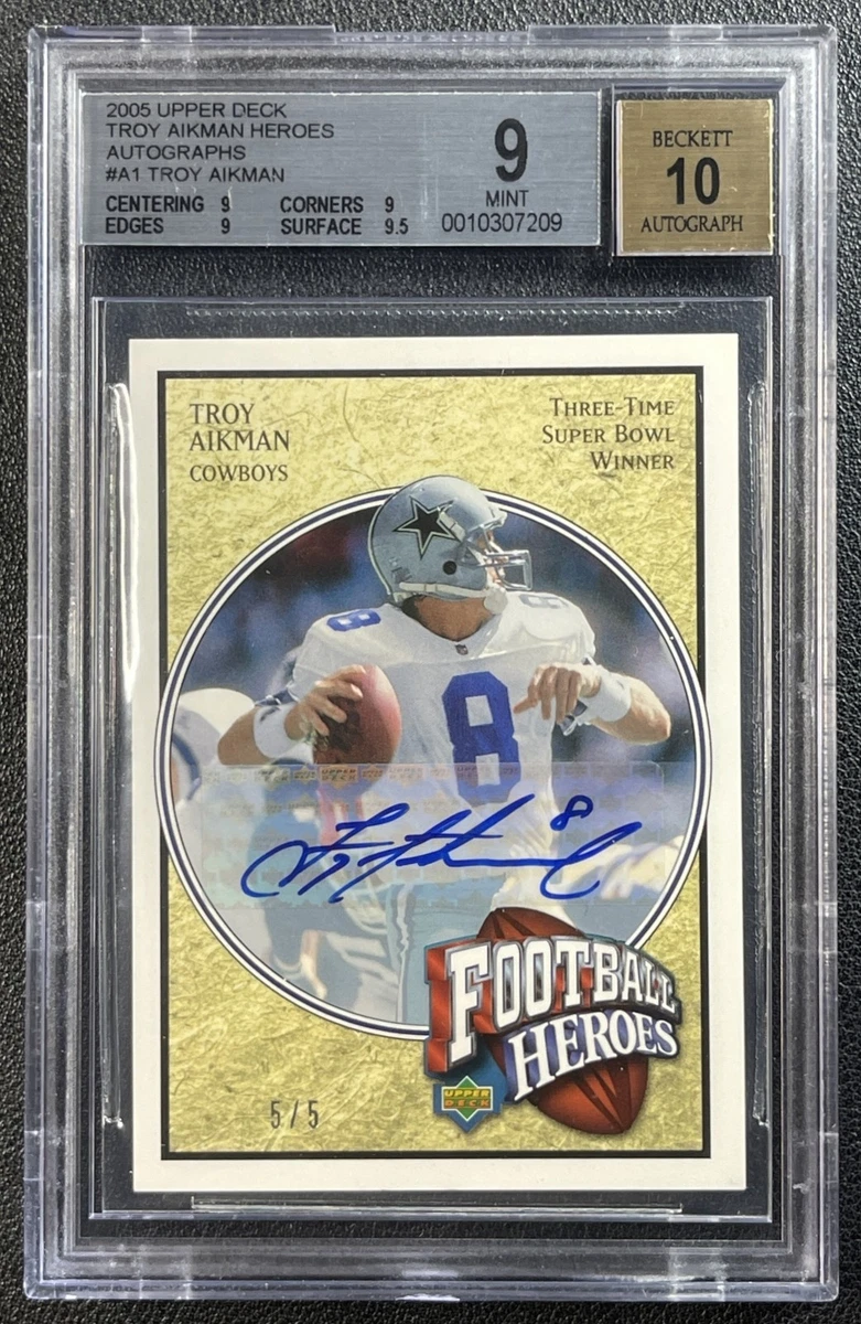 Upper Deck Troy Aikman Autographed Football Sports Trading Cards