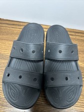 CROCS Classic 2 Strap Slide Sandals Unisex Black Slip On - M 8 W 10 