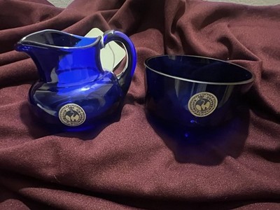 Kastrup-Holmegaard Rare Vintage Cobalt blue Sugar Creamer Set
