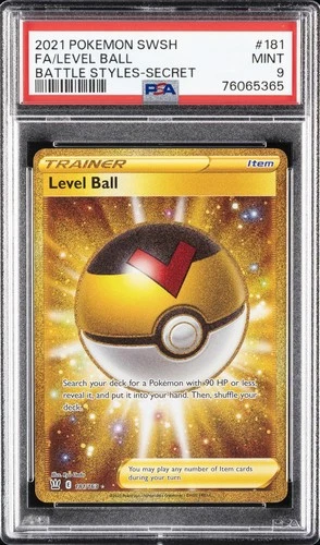 2021 POKEMON SWORD & SHIELD BATTLE STYLES SECRET #181 FULL ART/LEVEL BALL PSA 9