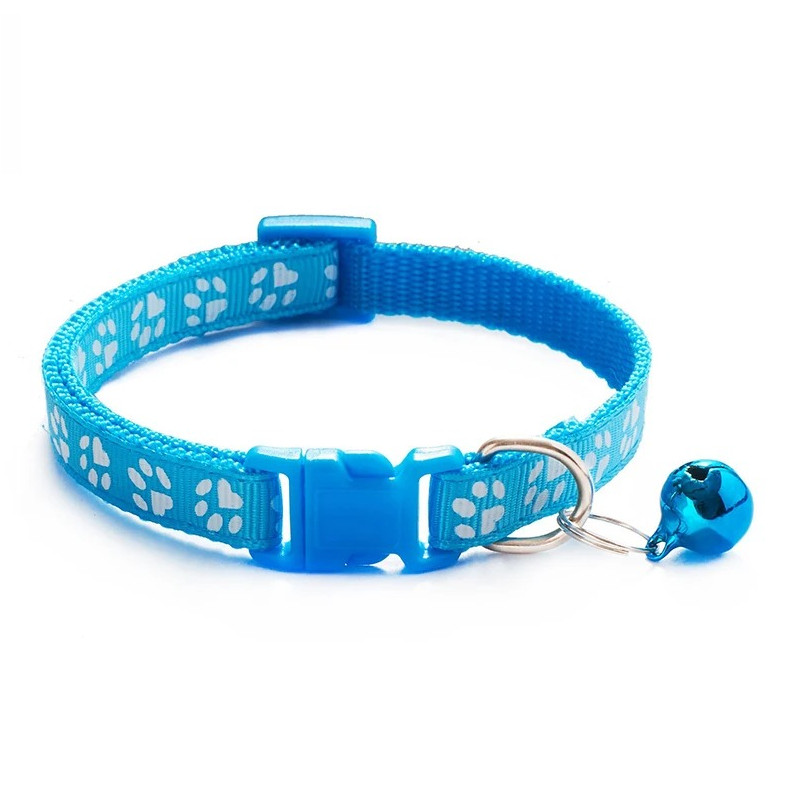 1 Pc Adjustable Cat Collar With Bell Cute Dog Print Design Pet Necklace
