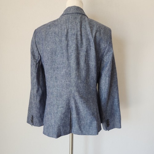 NWT Banana Republic $110 Stretch Linen Blue Chambray Blazer Two Button Womens 12 - Picture 6 of 9