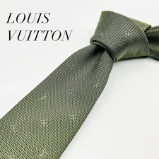 Louis Vuitton LV Mark Silk 100% Khaki Tie from Japan