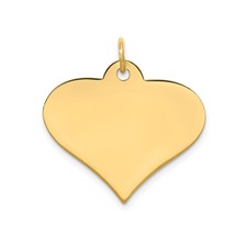 14k Yellow Gold Heart Pendant for Women Polished Engravable Smooth Charm