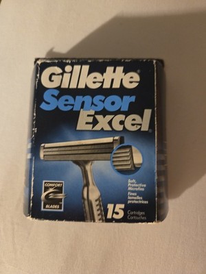 Gillette Sensor Excel Razor Blade Refills 15 Cartridges NEW & Sealed