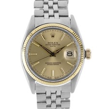 VINTAGE Rolex Oyster Perpetual DATE Steel Gold Fluted Champagne 34mm 1505 Watch