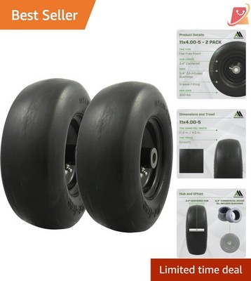 Flat-Free Tire and Wheel Assembly 11x4.00-5 for Zero Turn Lawnmower 2 Pack