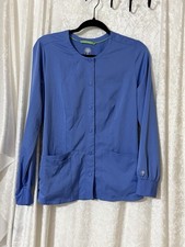 Healing Hands NWOT S Snap Ceil Blue Scrub Jacket Women  s Pockets