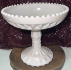 Vintage Jeannette Shell Pink Milk Glass Footed Bowl Pedestal Compote Candy Dish