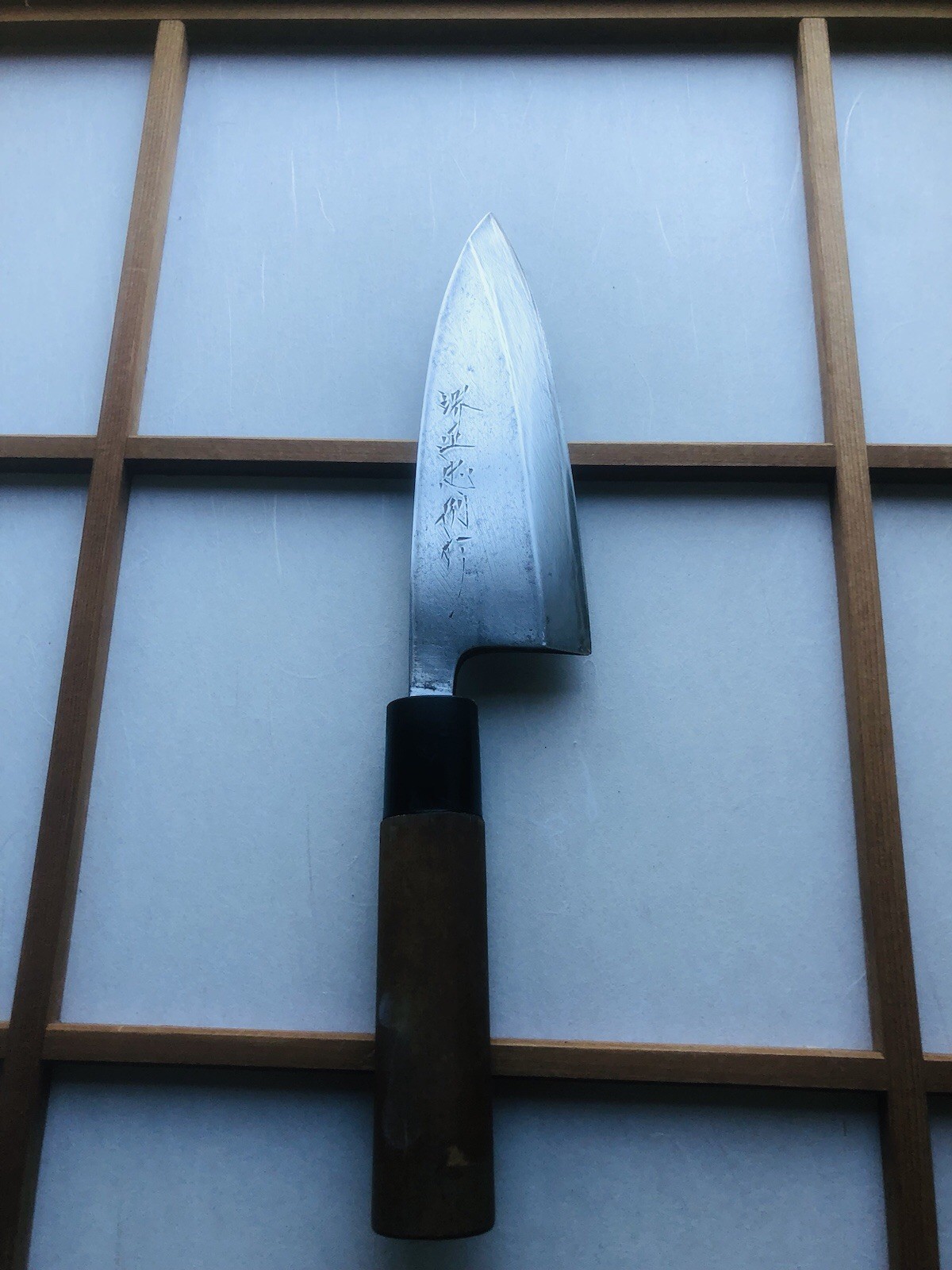 [Restaurado y auténtico] Cuchillo Deba profesional japonés 145 mm usado_296