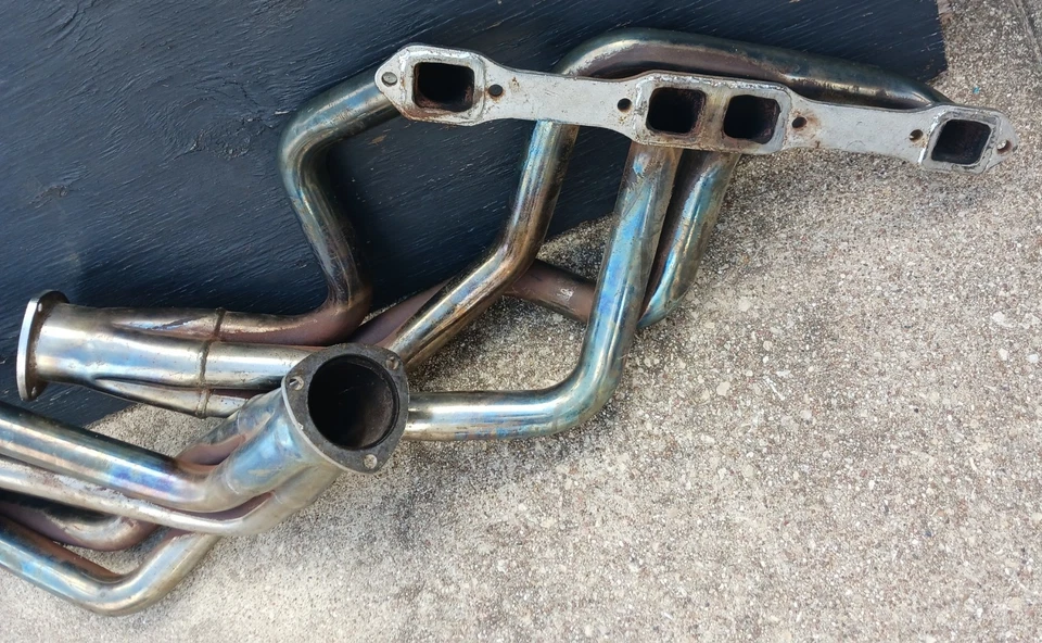 MOPAR B Cuerpo B/RB Motor Recubierto de Cerámica Tubo Largo Cabezales 1/4" Brida Gruesa Foto 4 de 4