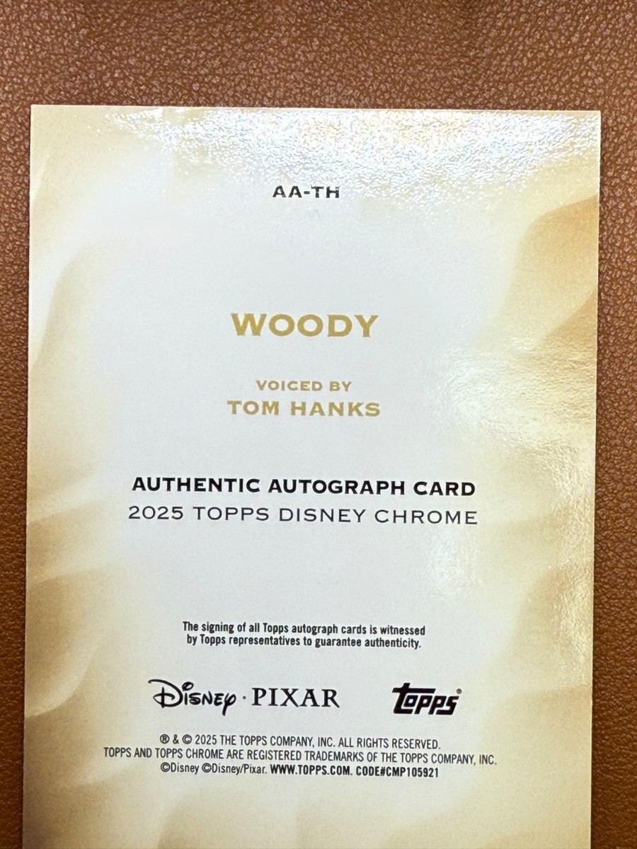 2025 Topps Chrome Disney Woody #AA-TH Tom Hanks Autograph Orange