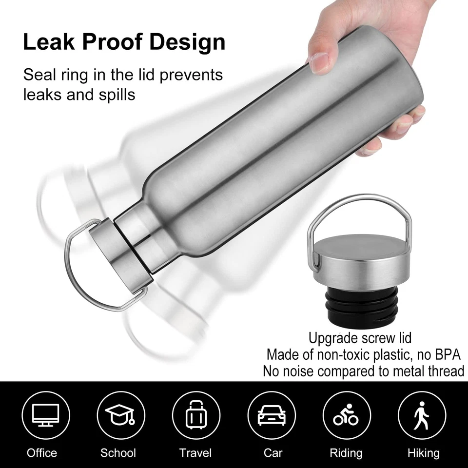 Botellas de agua aisladas de 20 oz a granel paquete de 8, acero inoxidable doble pared deportiva B... Foto 4 de 4