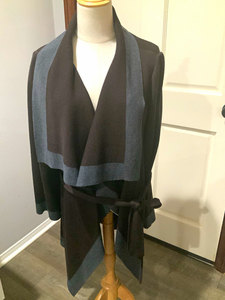 St. John Collection Women’s Colorblock Belted Open Cardigan Sweater Size M