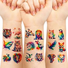 Watercolor Animals Temporary Tattoos Stickers,60 Pcs Cute Realistic Animals T...