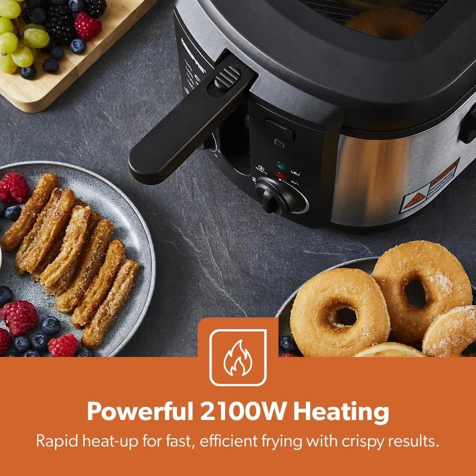 Deep Fat Chip Fryer 3L Basket Oil Fried Food Non-Stick Oil Tank 2180W Geepas - Image 4 of 4