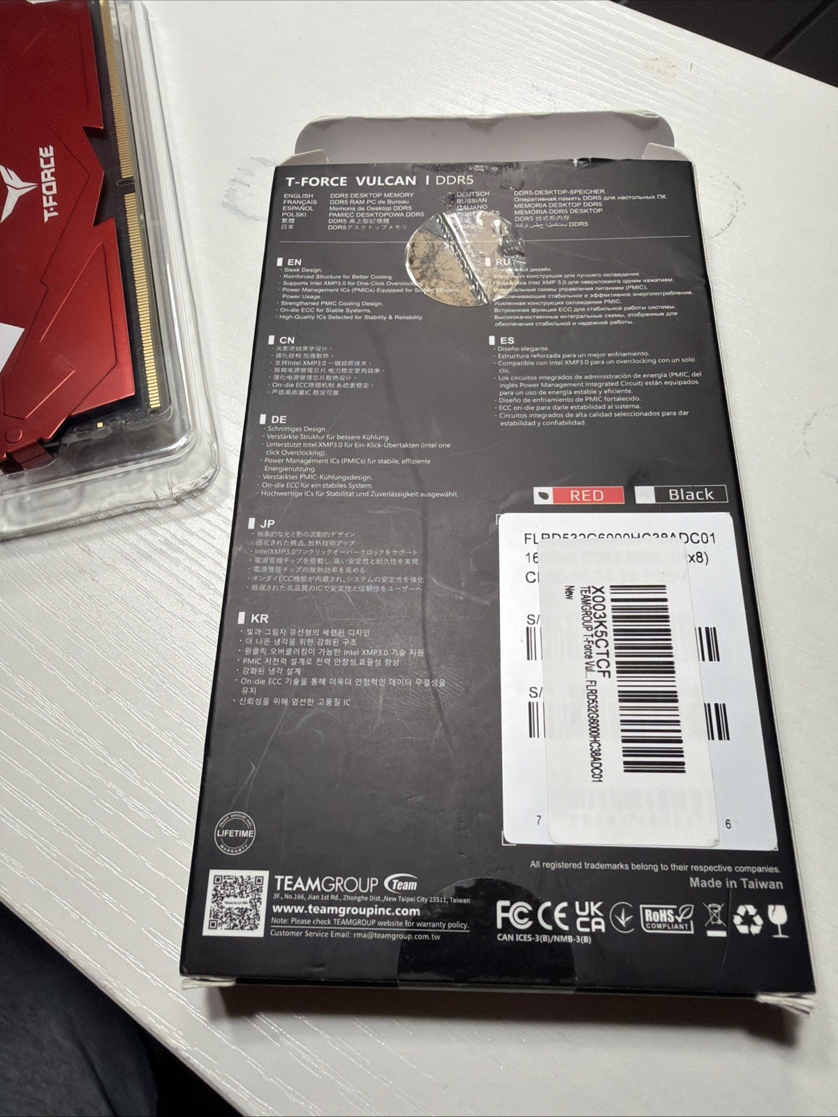 Team Group Vulcan 32GB (2 x 16GB) DDR5 6000 CL38 RAM Desktop Memory Red XMP EXPO