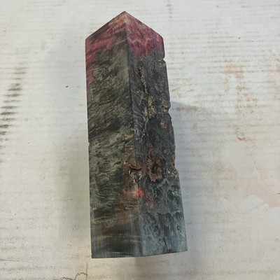 Stabilized Box Elder Burl Call Cue Blank 1.5x6 Inch blue-gray-pink #24