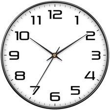 Modern Wall Clocks Battery Operated - 12 Inch Silent Non Ticking Quartz Analog C