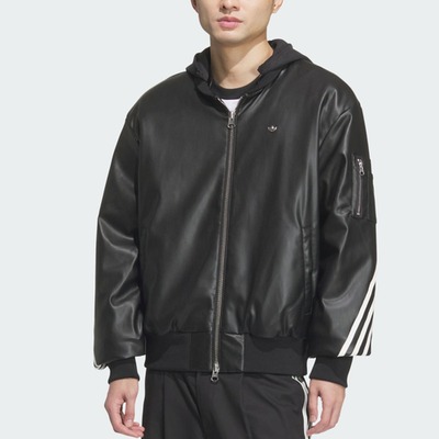 adidas originals アディダスブラック レザージャケット 中古・古着通販】adidas (アディダス) フェイクレザージャケット