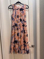 J. Crew Pink Floral Sleeveless Dress Sz 2 Back Zipper Lined Armpit To Armpit 18”