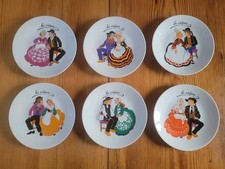 6 ASSIETTES A DESSERT CRÊPES BRETONNES COSTUME BRETAGNE DÉCOR DE PARIS