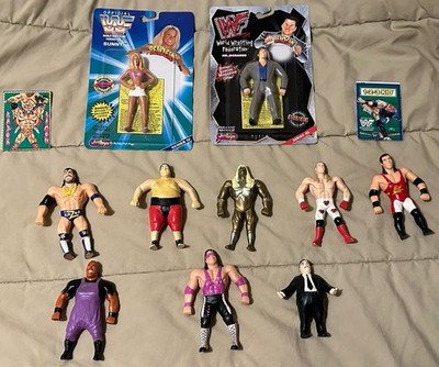 WWF Just Toys Bend Ems Lot of 10 RAZOR HBK MABEL PAUL KID + VINCE SUNNY MOC WWE