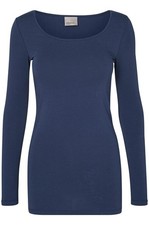 VERO MODA Damen Langarmshirt VMMAXI My LS Soft Long U-Neck NOOS Gr. XL Blau