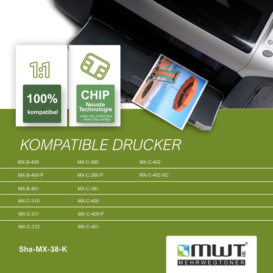 4x Toner f�r Sharp MX-B401 MX-B400P MX-C401 MX-C381 MX-B400 MX-C400P CMYK - Bild 3 von 4