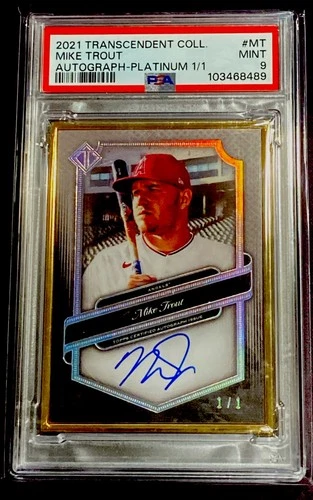 2021 Topps Transcendent MIKE TROUT AUTO PLATINUM #d 1/1 PSA 9 MINT ANGLES