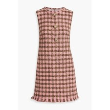 Oscar de la Renta checked wool-blend tweed mini dress Size 8