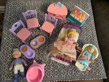 Vintage Fisher Price Once Upon a Dream Lot Furniture-Princess~Prince~Baby Dolls