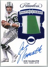 Joe Namath 2017 Flawless Distinguished Blue Patch Autograph Card #DI-JN 3/3