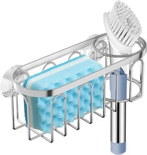2-in-1 Sponge Holder for Kitchen Sink, Sink Caddy Kitchen Sink Organizer with 3