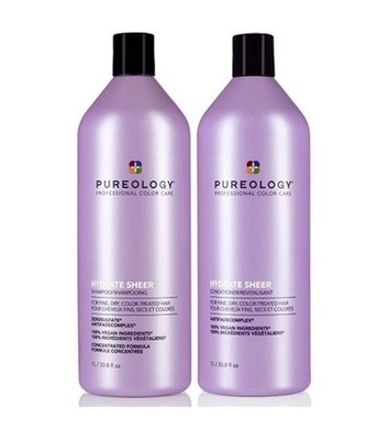 Pureology Hydrate SHEER Shampoo & Conditioner Liter Set 33.8oz