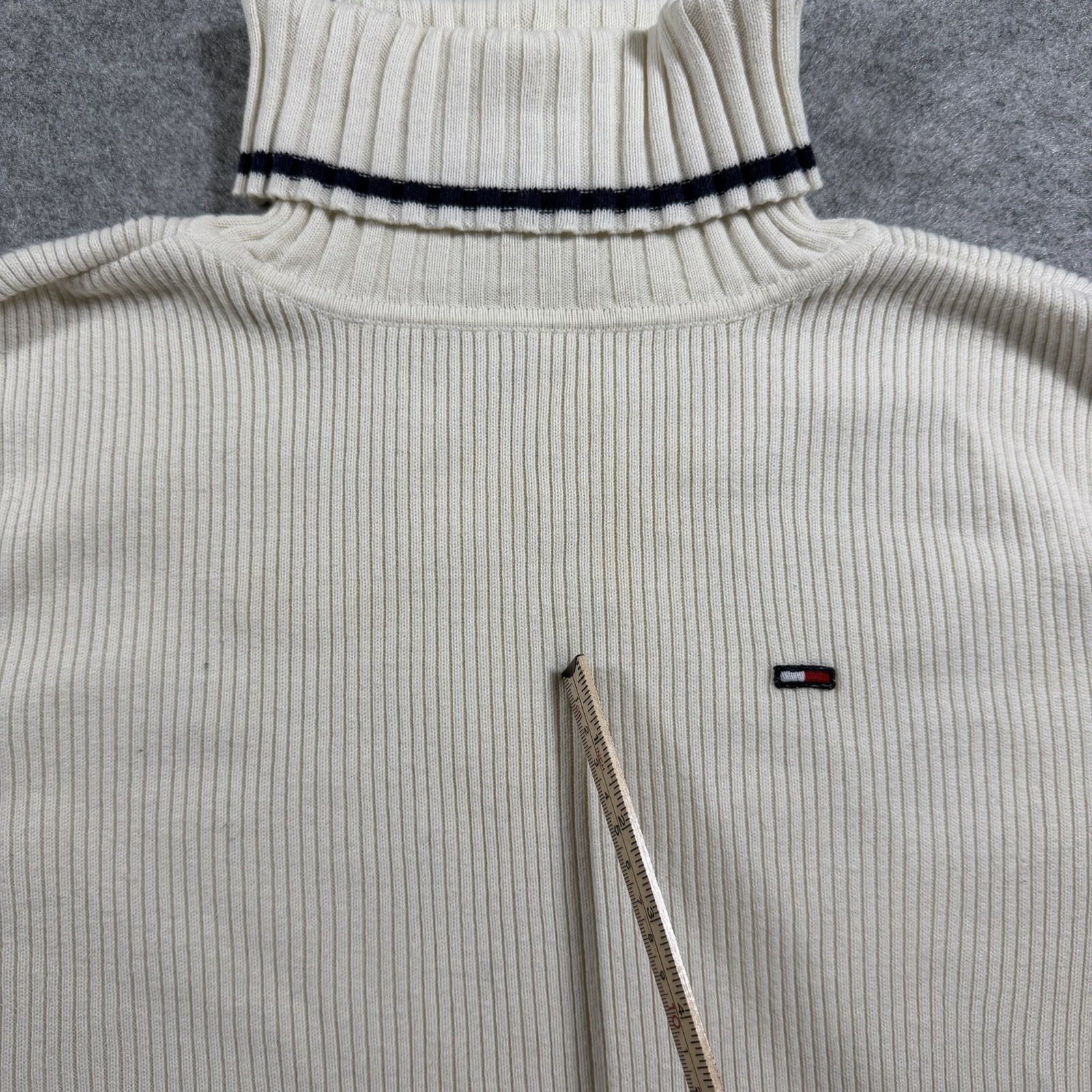 Vintage Tommy Hilfiger Turtleneck Sweater Womens XL Made In Japan Rib Knit Cream thumbnail 3