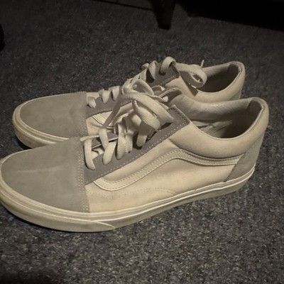 VANS Old Skool Gray/White Canvas Lace-Up Sneakers Solid Round Toe Men's 10.5