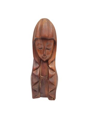 Vintage MCM Philippine Wood Carving Figurine Lolita Cottage Product 12'' | Acacia