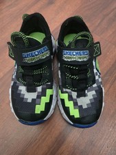 SKECHERS Mega-Craft Boys' Sneakers Black Green Blue Memory Foam US Size 11
