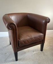 LAURA ASHLEY OSBORNE BROWN TAN LEATHER CHAIR. REALLY GOOD CONDITION