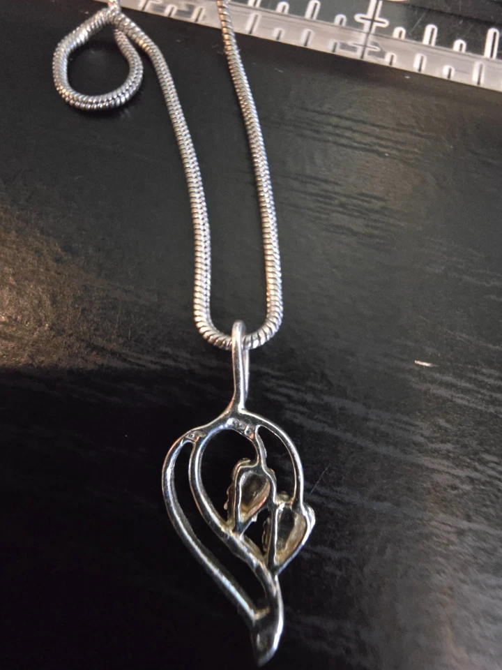 Colgante de 2 hojas de oro y plata Black Hills con cadena 925 de 19-21" 5,77 gr Foto 2 de 4