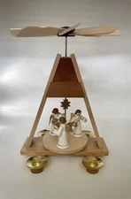 Echte Erzgebirgische Handarbeit Christmas Angels German Candle Holder Windmill