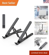Sturdy Adjustable Laptop Stand with Anti-Slip Base for 10-15.6  Devices - Black
