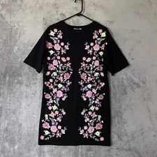 ZARA Trafaluc Shift Dress Tunic Black Pink Womens Size Small