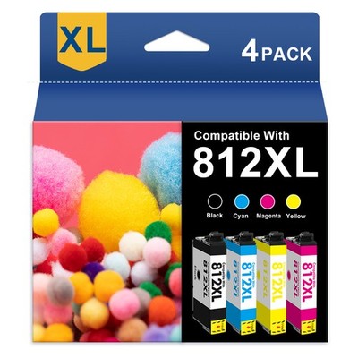 4Pack 812XL Ink Cartridges For Epson WorkForce WF-7840 WF-7820 EC-C7000 printer