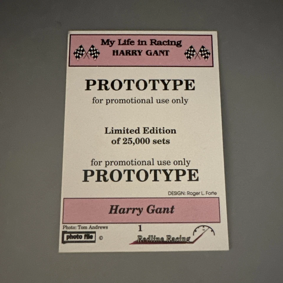 1992 Redline My Life in Racing Prototype Harry Gant #1 HOF - Image 2 of 2