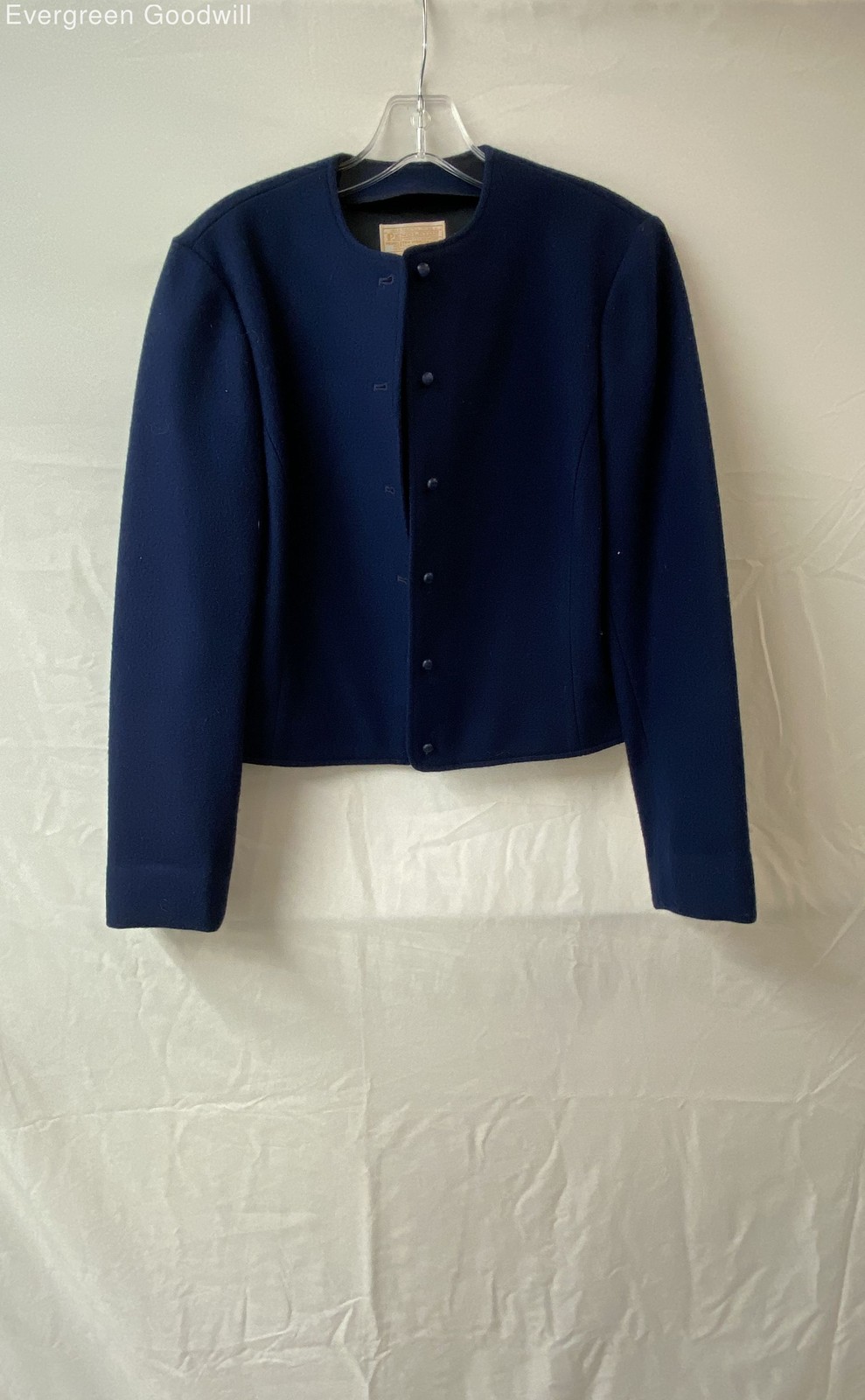 Pendleton Women's Blue Wool Long Sleeve Button Front Academia Blazer Size 12
